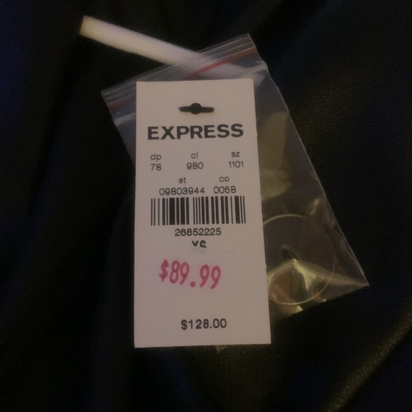 NWT Express size XS VEGAN LEATHER single button black jacket / blazer - Picture 14 of 14